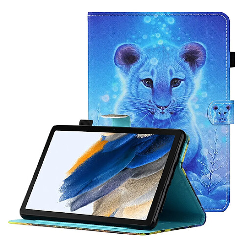 Etui en PU avec support, porte-cartes et porte-stylo tigre pour votre Samsung Galaxy Tab A8 10.5 (2021) X205/X200