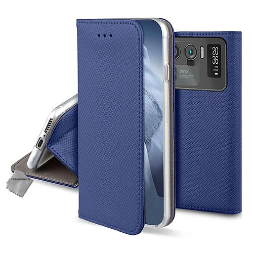 Htdmobiles Housse etui portefeuille avec coque intérieure en silicone pour Xiaomi Mi 11 Ultra 5G + film ecran - BLEU MAGNET