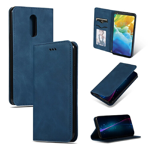 Wewoo Housse Coque Etui en cuir avec rabat horizontal magnétique Business Skin Feel pour LG Stylo 5 bleu marine