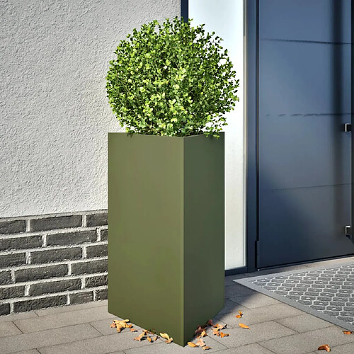 vidaXL Jardinière vert olive triangulaire 50x43x75 cm acier