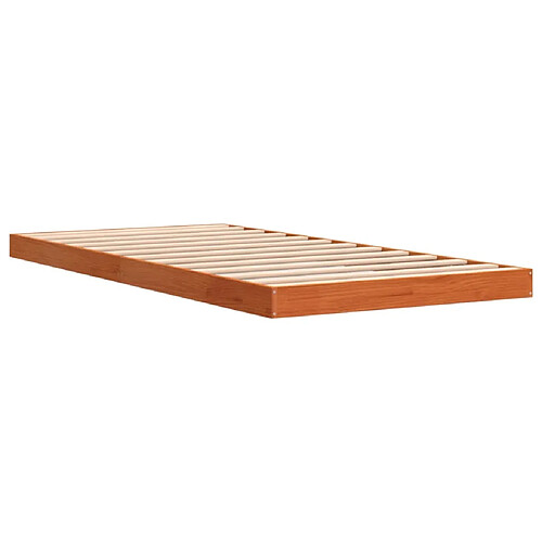 Vidaxl Cadre de lit cire marron 100x200 cm bois de pin massif