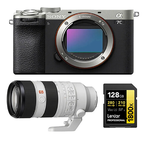 Sony Alpha A7C II Body Agent Boîtier +Sony FE 70-200mm f2.8 GM OSS II (SEL70200GM2)+Lexar 128GB Professional 1800x UHS-II SDXC Memory Card