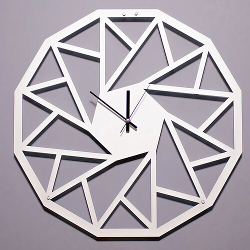 EPIKASA Horloge Murale Géométrique 1, Blanc, Métal, 50x1,5x50 cm