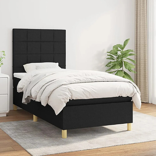 Maison Chic Lit Adulte - Lit simple Lit à sommier tapissier et matelas moelleux - Meuble de Chambre - Noir 80x200 cm Tissu -MN50620