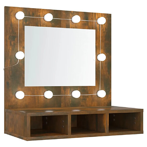 Helloshop26 Armoire à miroir avec led 60 x 31,5 x 62 cm chêne fumé 02_0006660