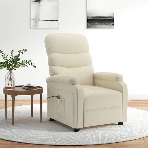 vidaXL Fauteuil inclinable électrique Crème Similicuir