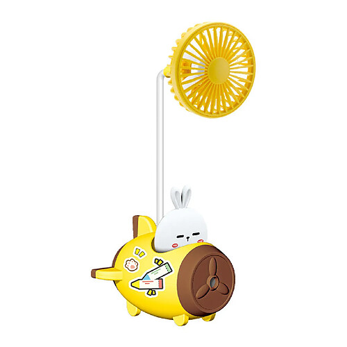 (Jaune) Petit Ventilateur de Bureau de Dessin Animé Chargeur Usb Portable Ventilateur De Raboteuse De Crayon Autocollant Mignon