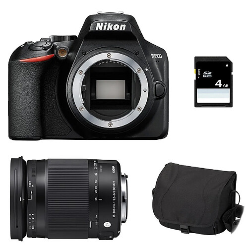 PACK NIKON D3500 + SIGMA 18-300 OS HSM CONTEMPORARY + Sac + SD 4Go