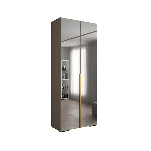 Abiks Meble Inova 1 Armoire avec miroir et portes battantes 236,7/100/47 2 Portes (gris/d’oro)