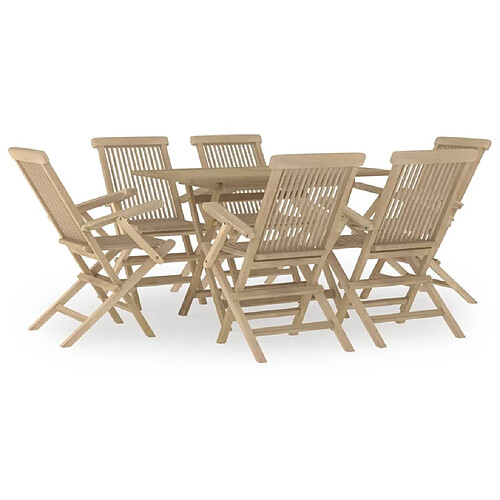 Maison Chic Salon de jardin 7 pcs - Table et chaises d'extérieur - Mobilier/Meubles de jardin Moderne gris bois de teck solide -MN20527