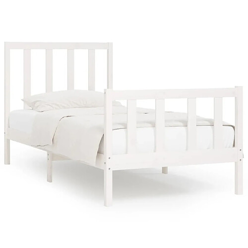 Maison Chic Lit Moderne Chambre - Cadre/structure de lit pour adulte Blanc Bois massif 100x200 cm -MN28223