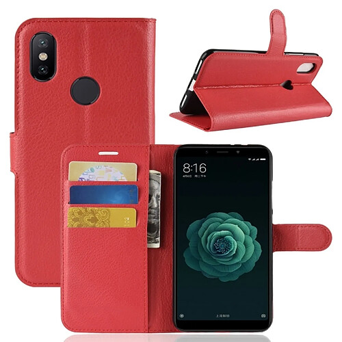 Wewoo Housse Étui rouge pour Xiaomi Mi 6X / A2, avec portefeuille et porte-cartes fentes Litchi Texture en cuir Flip horizontale cartes