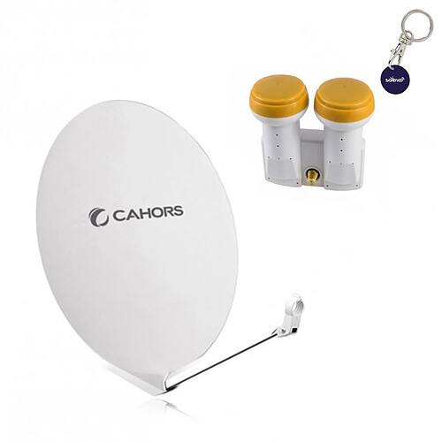 CAHORS Parabole satellite fibre composite blanche SMC 80cm + LNB monobloc single Golden Media 0,1dB