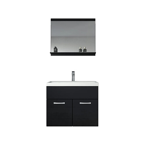 Auco Meuble de salle de bain de Montreal 02 - Armoire de rangement Meuble lavabo evier Meuble lavabo Noir brilliant 60x35 cm