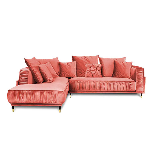 MAISON AUBERTIN Canapé Velours Angle G Rose Fiorenzo 4 Pl