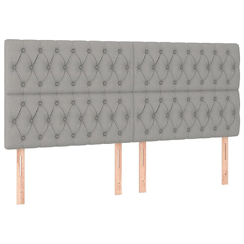 Maison Chic Lot de 4 Têtes de lit design pour chambre - Décoration de lit Gris clair 100x7x78/88 cm Tissu -MN49121