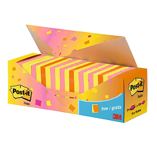 Notes Post-it fruités 76 x 76 mm - Lot de 24 dont 3 gratuits.