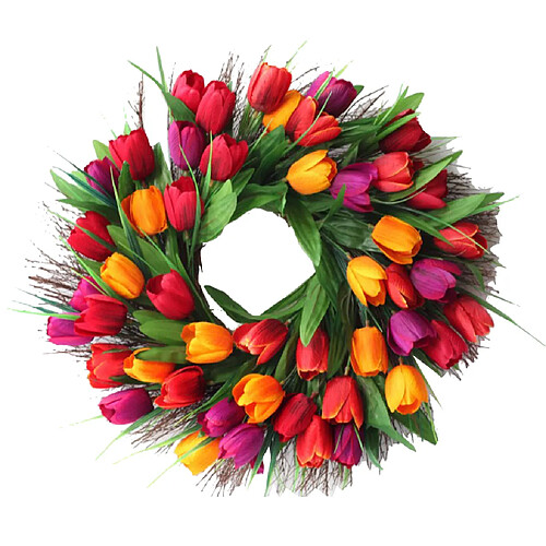 Guirlande de tulipes simulées guirlande d'automne décor de porte d'entrée 45cm dia. Multicolore