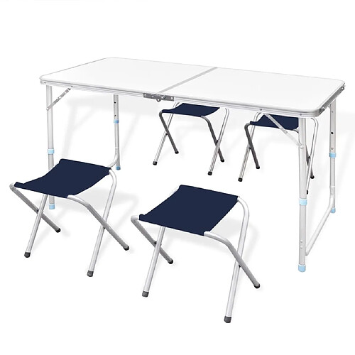 vidaXL Jeu de table pliable de camping et 4 tabourets 120x60 cm