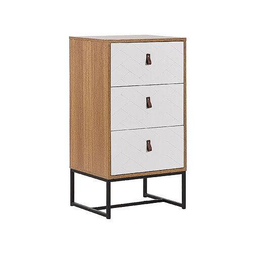 Beliani Commode effet bois clair et blanche 3 tiroirs NUEVA