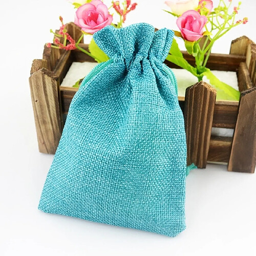 Wewoo 50 PCS Multi taille Lin Jute Cordon Cadeau Sacs Mariage Faveurs De Fête D'anniversaire Des Cordons SacsTaille 9x12cm Bleu Foncé