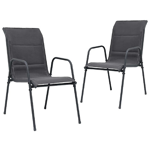 vidaXL Chaises empilables de jardin lot de 2 Acier et textilène