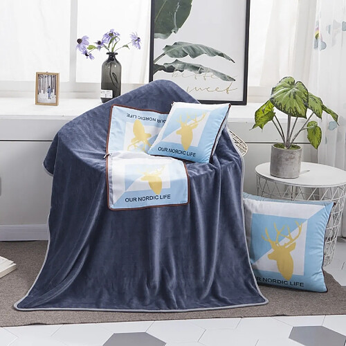 Wewoo Coussin de voyage Nordic Life Pattern Multifonctionnel En Peluche Couverture Carré Oreiller Quilt Bureau Voiture Oreiller, Taille: L