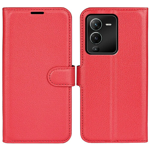 Etui en PU texture litchi, fermoir magnétique avec support pour votre Vivo S15 Pro 5G/V25 Pro 5G - rouge