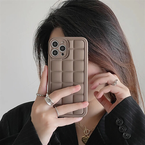 GUPBOO Étui pour iPhone12Pro étui de téléphone portable simple de couleur unie pour femmes avec cube de café