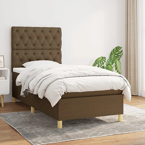 vidaXL Sommier à lattes de lit avec matelas Marron foncé 80x200 cm