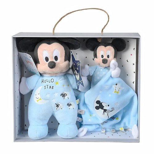 Disney - Peluche et doudou Mickey Brille dans la nuit bleu (Coffret cadeau)