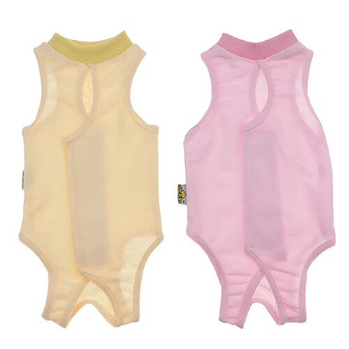 2pcs après rasage usure quotidienne costume de récupération pour chat chien rose et jaune l