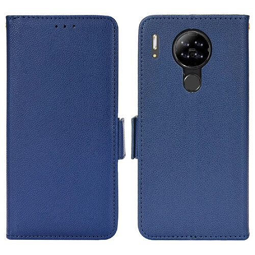 Etui en PU texture litchi, magnétique avec support, bleu foncé pour votre Blackview A80/A80S