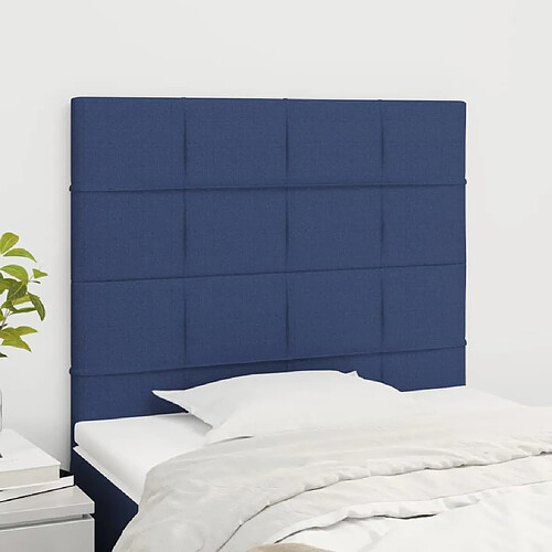 vidaXL Têtes de lit 2 pcs Bleu 90x5x78/88 cm Tissu