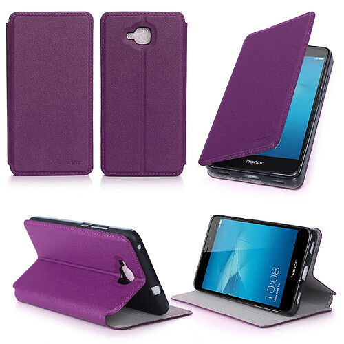 Xeptio Etui luxe Huawei Honor 5C 4G Ultra Slim violet avec stand - Housse coque de protection