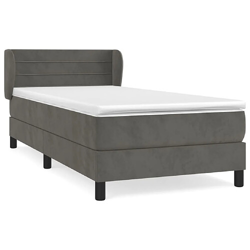 Maison Chic Lit adulte- Lit + matelas,Sommier à lattes de lit et matelas Gris foncé 80x200 cm Velours -GKD84374