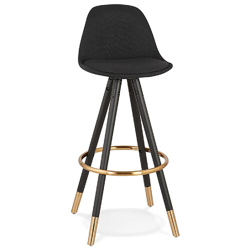 Alterego Tabouret de bar vintage 'GATO' en tissu et bois noir