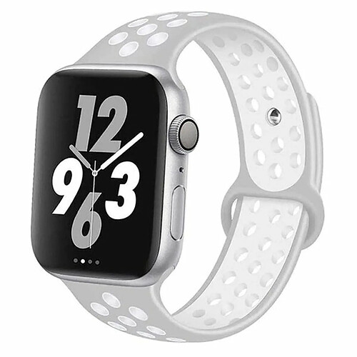 PHONECARE Bracelet Bicolore SportStyle pour Apple Watch Series 7 - 45mm - Gris / Blanc