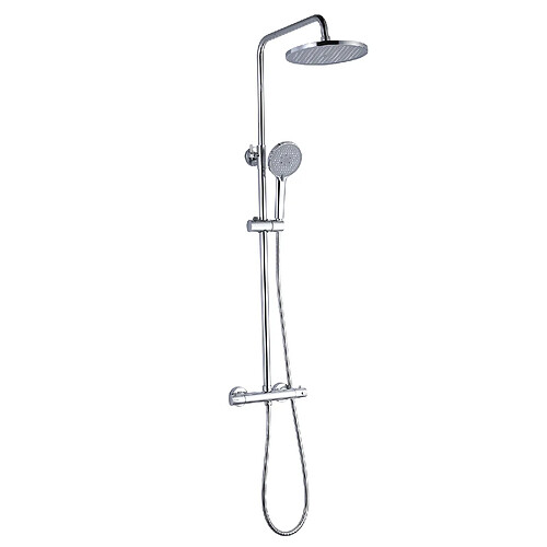 K20 Colonne de Douche K2O Chillout River 83-119 cm Design Rond avec Robinet Mitigeur Thermostatique, Hauteur Réglable, Pommeau de Douche et Douchette à Main