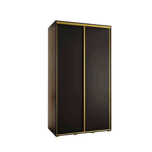 Abiks Meble Armoire à portes coulissantes Davos 3 235.2 x 140 x 45 2 portes coulissante (Noir/Noir/Or)