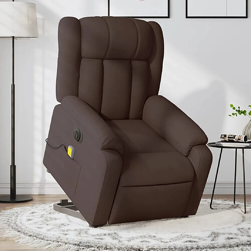 vidaXL Fauteuil inclinable de massage électrique Marron foncé Tissu