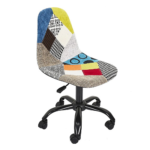 Toilinux Chaise de bureau Patchwork réglable en hauteur avec 5 roulettes - Multicouleur