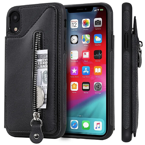 Wewoo Housse Coque Pour étui de protection antichoc à double boucle de couleur unie iphone xr noir