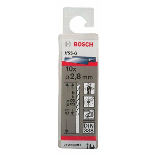 Bosch 2608595054 Foret à métaux HSS-G standard DIN 338 Ø 2,8 mm 10 pièces