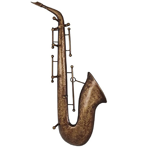 Pegane Patère murale en métal vintage motif Saxophone - Longueur 26 x Hauteur 69 x Profondeur 7 cm