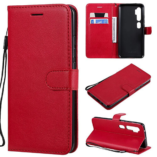 Etui en PU style de couleur unie rouge pour votre Xiaomi Mi CC9 Pro/Mi Note 10/Mi Note 10 Pro