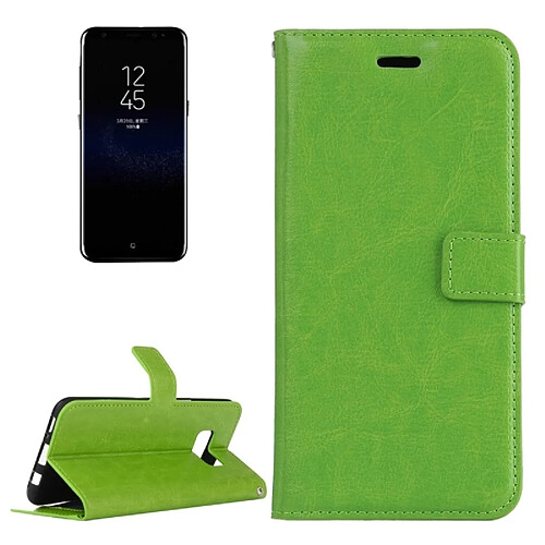 Wewoo Housse Étui vert pour Samsung Galaxy S8 horizontale Flip en cuir avec support et Slots de cartes Portefeuille & Cadre photo ampère Longe