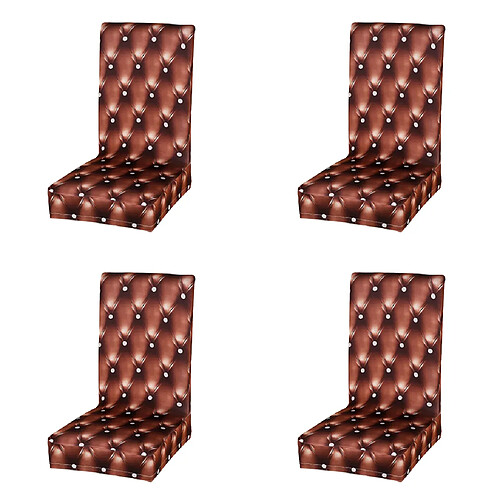 4pcs élastique extensible housse de chaise à manger housse de coussin café