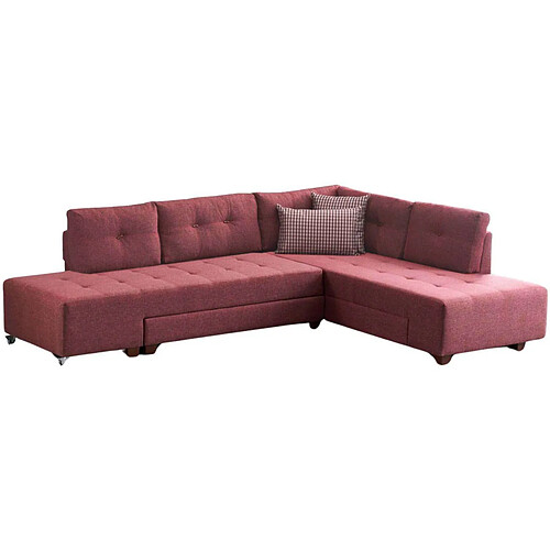 Hanah Home Canapé d'angle convertible Manama rouge.