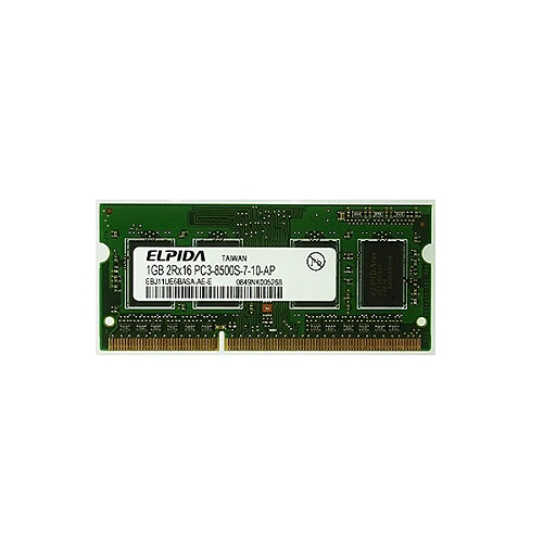 1Go RAM PC Portable SODIMM Elpida EBJ11UE6BASA-AE-E DDR3 PC3-8500S 1066MHz CL7 · Occasion